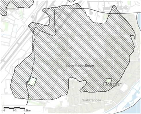 Illustration: Indvindingsopland for almen drikkevand i Dragør Kommune